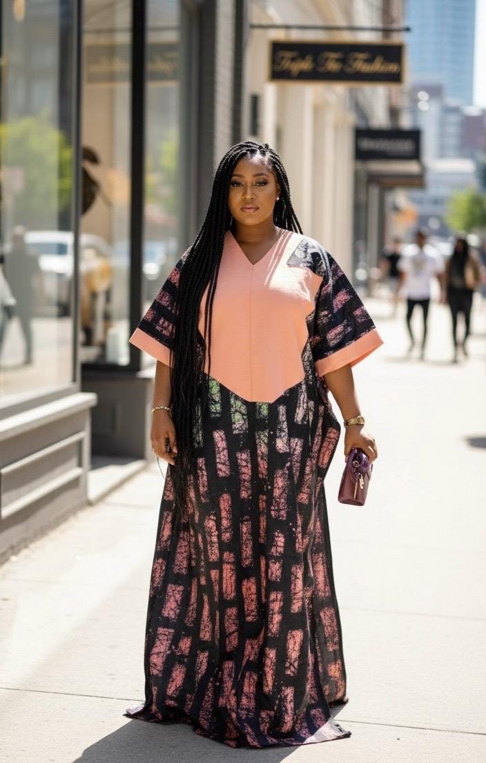 African Adire Batik Boubou Dress | Handmade Nigerian Kaftan