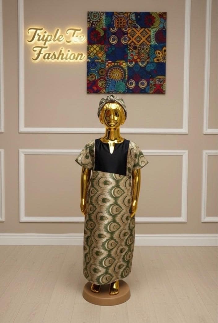 Brocade African Boubou Dress for Baby Girl | Eid Outfit