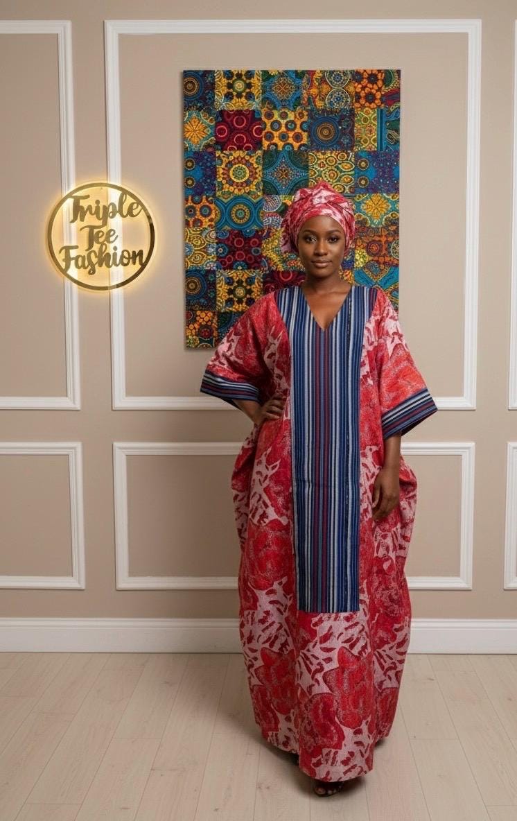 European Brocade Boubou Dress with Aso Oke | Rich Aunty Vibes