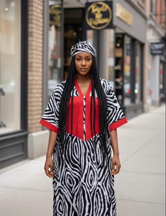 African Ankara Boubou Dress | Nigerian Adire Kaftan, Modest Style
