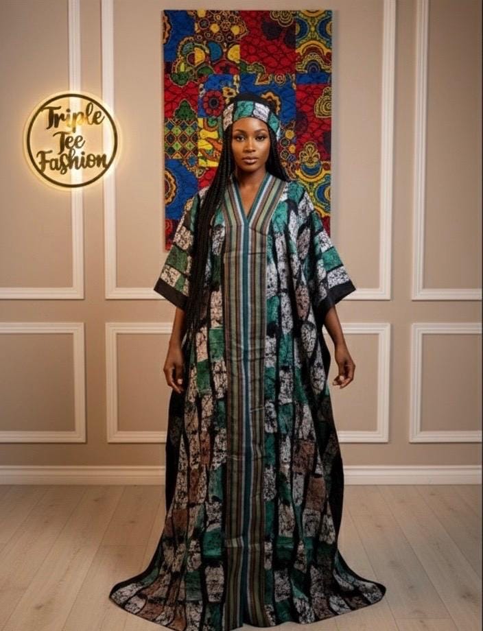 African Adire Batik Boubou dress |Inner belt bubu Kaftan| Handmade African print dress | Nigerian made | Tie and Dye | Rich aunty| Ankara