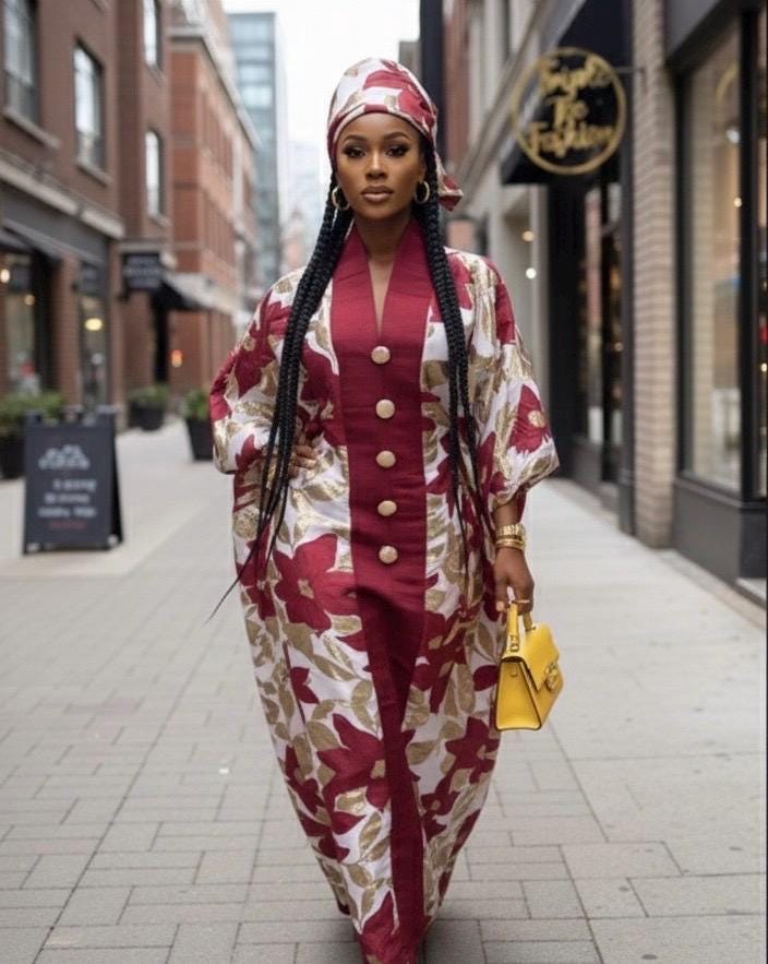 African Brocade Boubou Dress | 'Rich Aunty' Style Kaftan