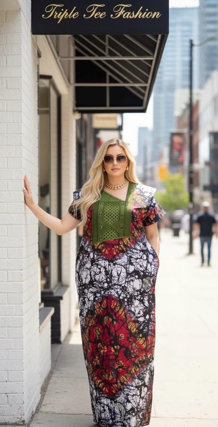 Embroidered Ankara Kaftan Dress | African Print, Nigerian Made