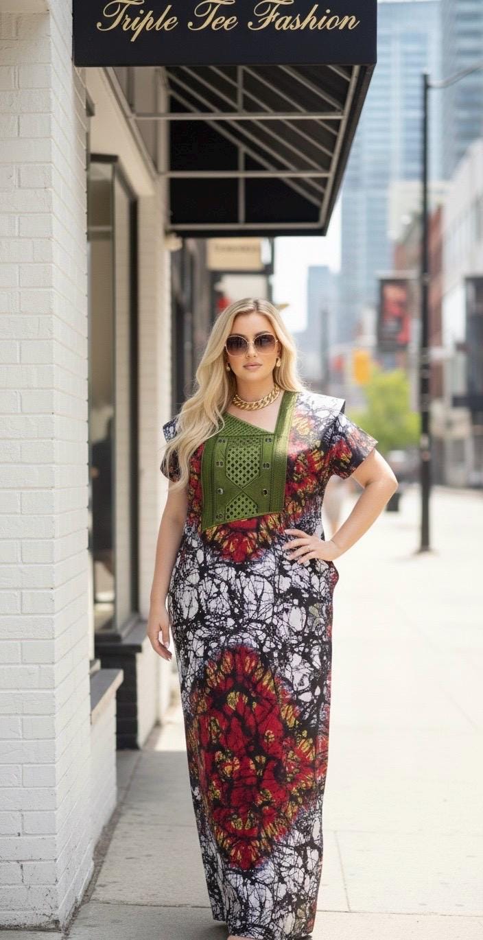 Embroidered Ankara Kaftan Dress | African Print, Nigerian Made