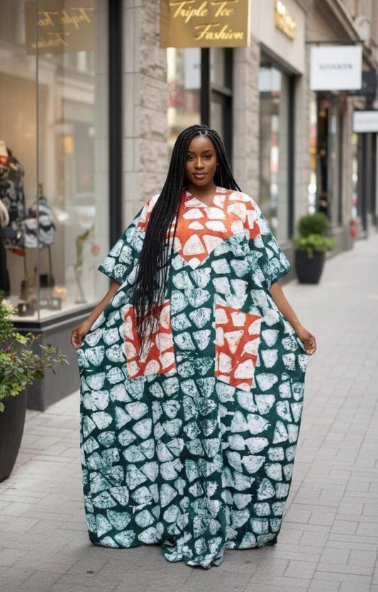 African Adire Batik dress| danshiki | Kaftan| Handmade African print dress | Nigerian made | Tie and Dye | Boubou| Rich aunty| Ankara