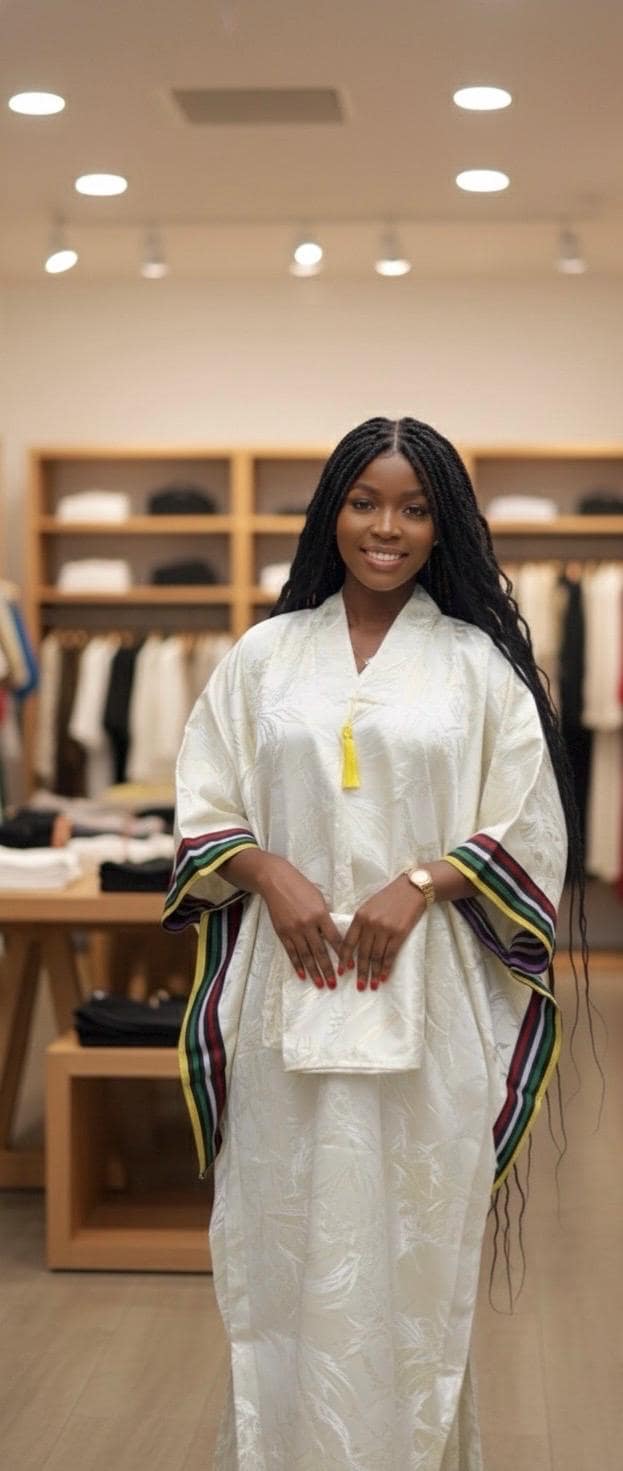 African Brocade Kaftan Dress | Boubou Style, Headband Included