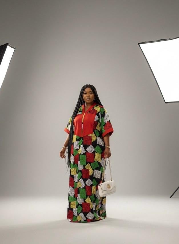 African Ankara Kaftan Dress: Adire Aso Oke, One Size Fits All