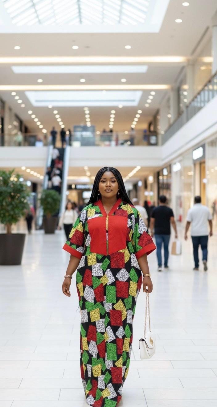 African Ankara Kaftan Dress: Adire Aso Oke, One Size Fits All