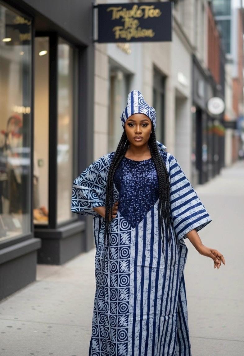 African Print Kampala Boubou | Sequin Kaftan, Plus Size