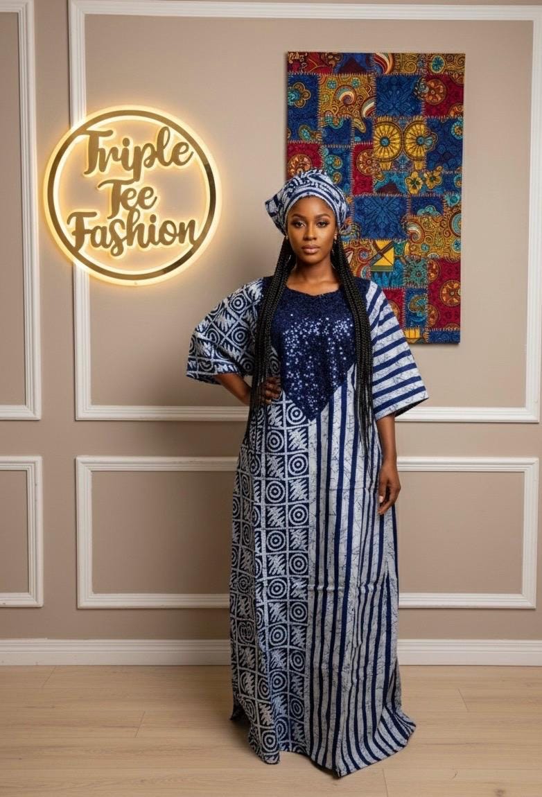African Print Kampala Boubou | Sequin Kaftan, Plus Size