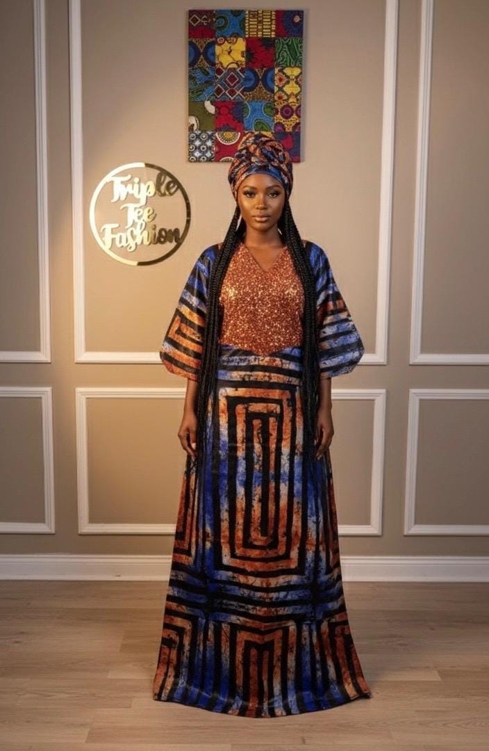 Sequin Kampala Kaftan Dress | African Print Bubu, Plus Size