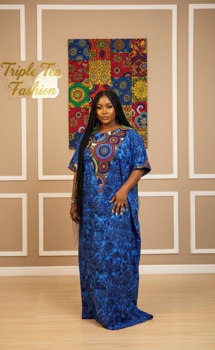African Ankara Boubou Dress | long danshiki | Kaftan| Jalabiya| Rich aunty | Nigerian dress