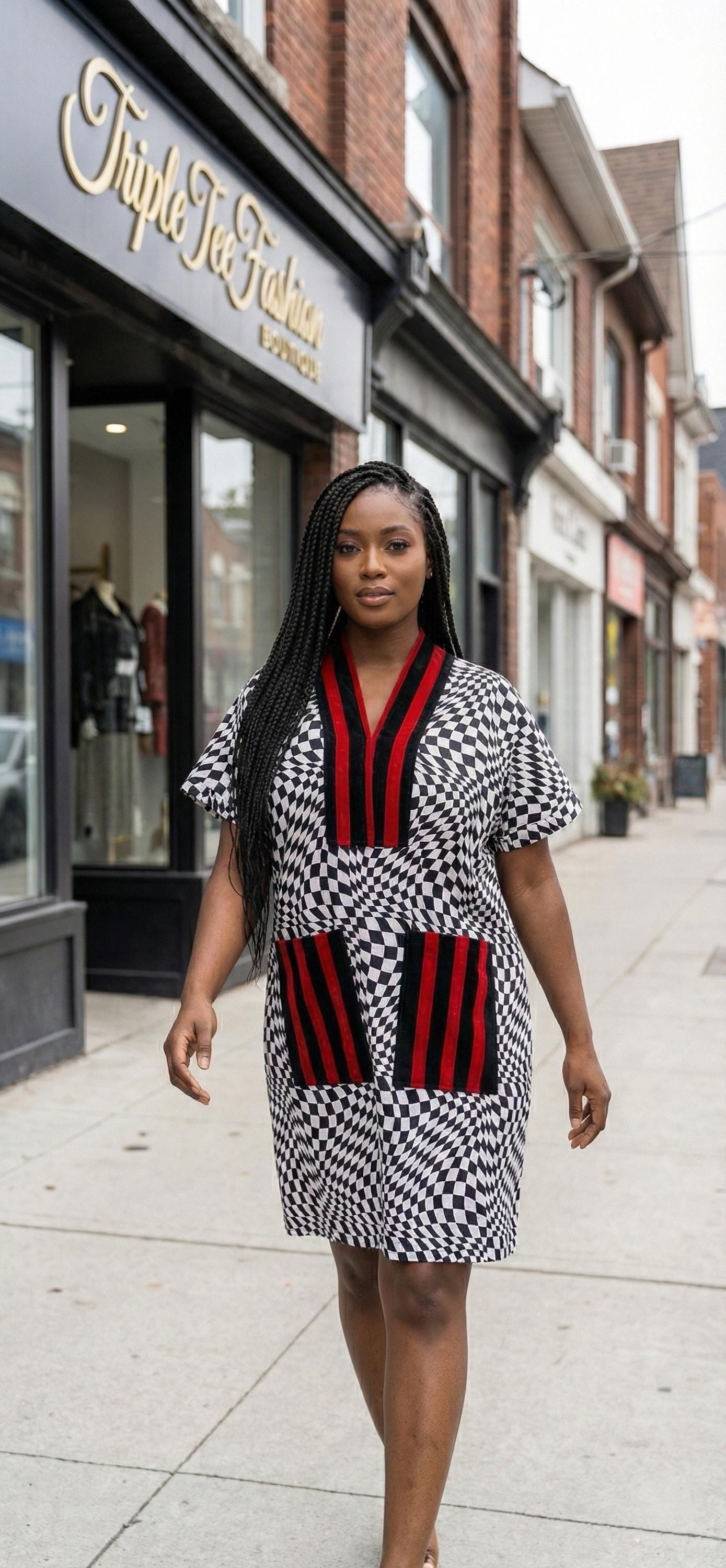 African Print Maxi Dress – Ankara Cotton Kaftan, One Size Fit