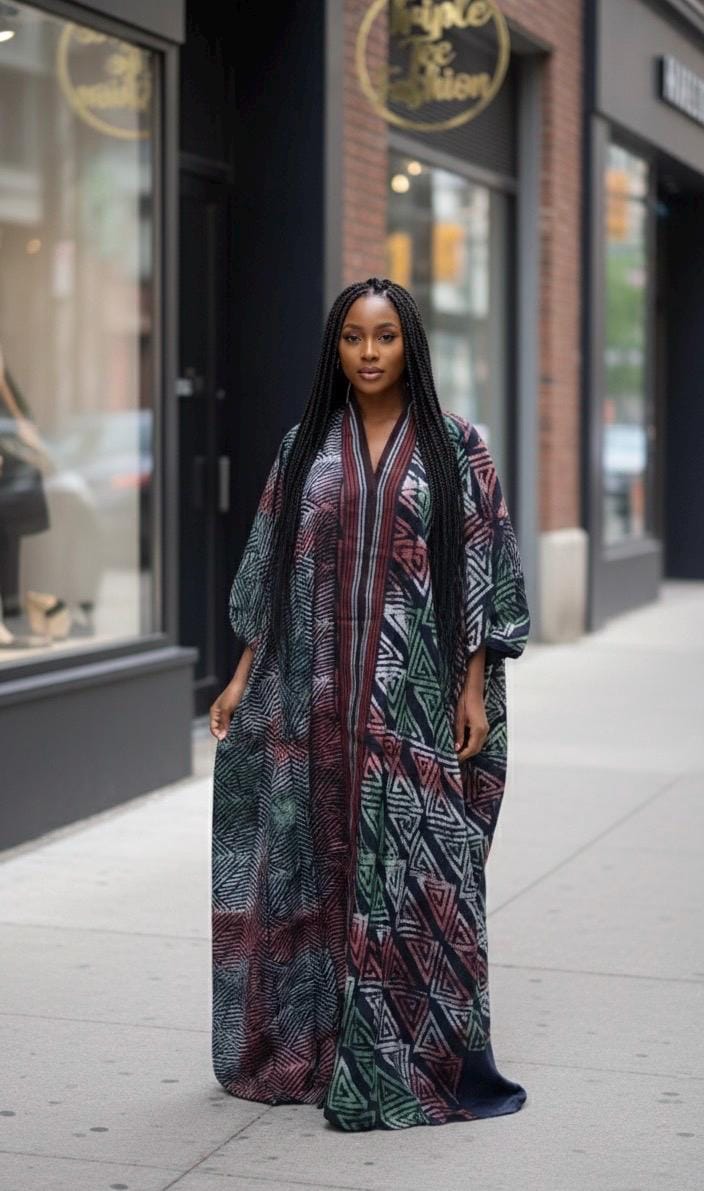 African Adire Batik Boubou dress |Inner belt bubu Kaftan| Handmade African print dress | Nigerian made | Tie and Dye | Rich aunty| Ankara