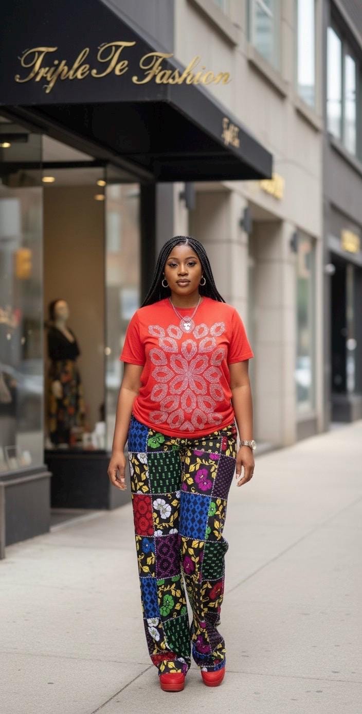 African Ankara Wide Leg Pants Outfit | Floral Cotton Set