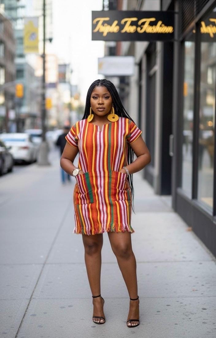 African Aso oke dress| Short danshiki | Kaftan| African wear | Nigerian made | Party dress