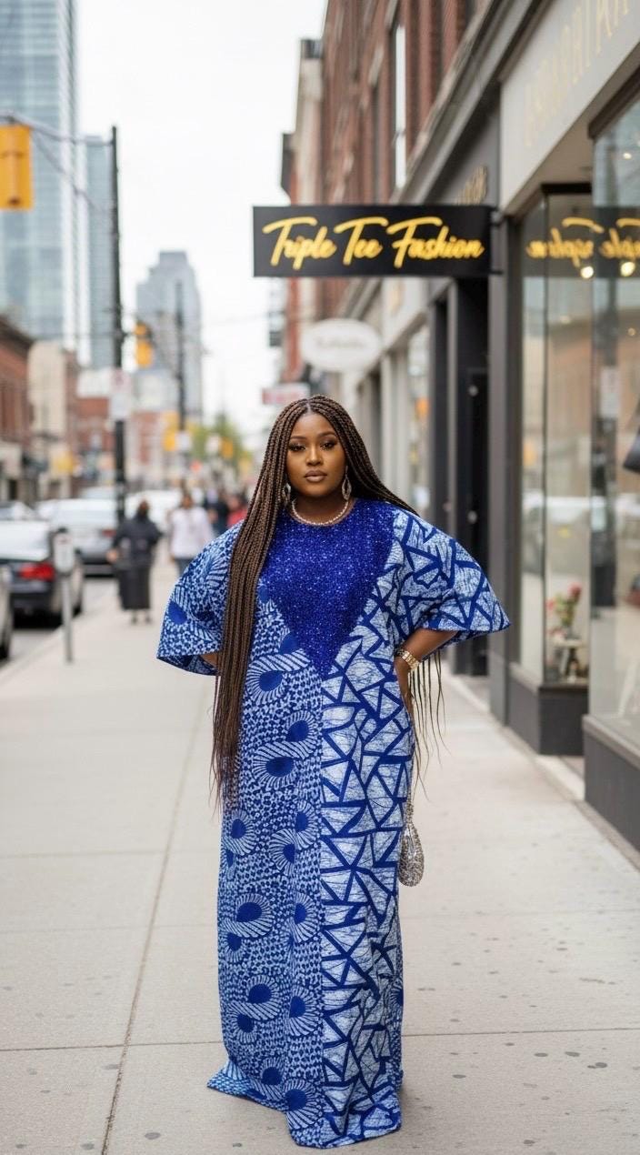 African Print Kampala Boubou Kaftan | Ankara Sequin Dress