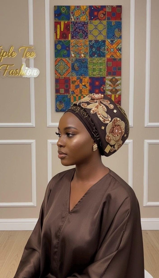 Luxury Beaded Turban Hat | Pre-tied Headtie for Women