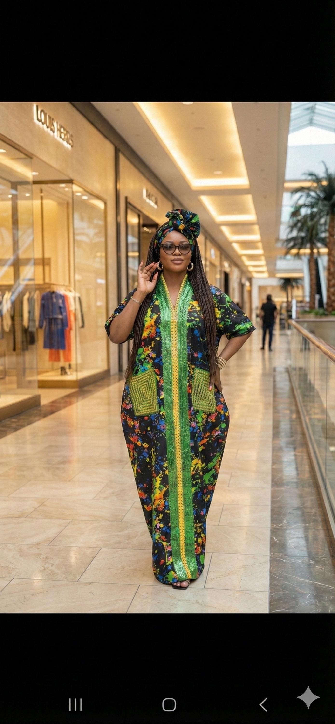 Handmade Ankara Boubou Dress | Beaded African Kaftan