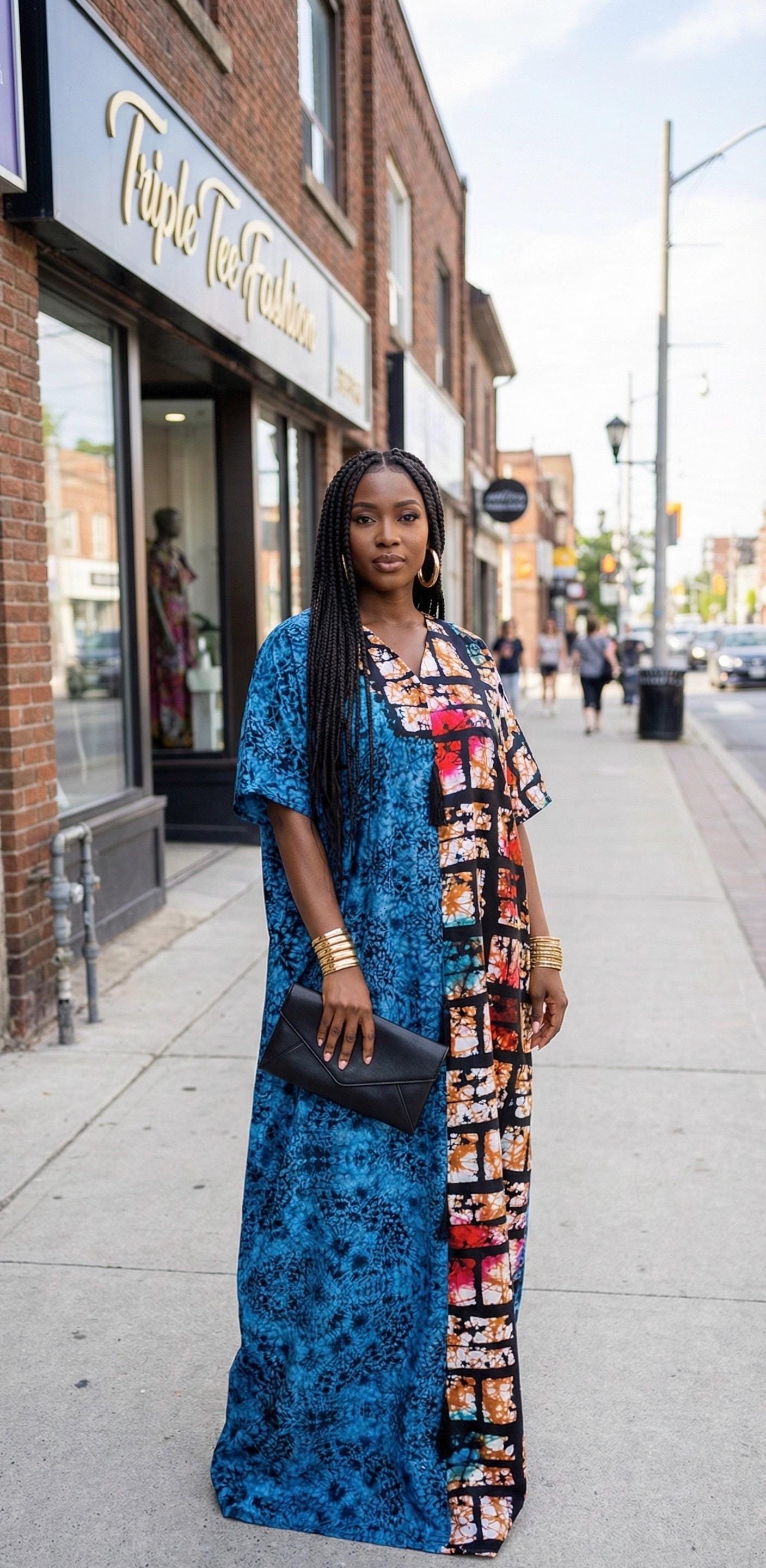 Handmade African Ankara Boubou Dress | Cotton Kaftan