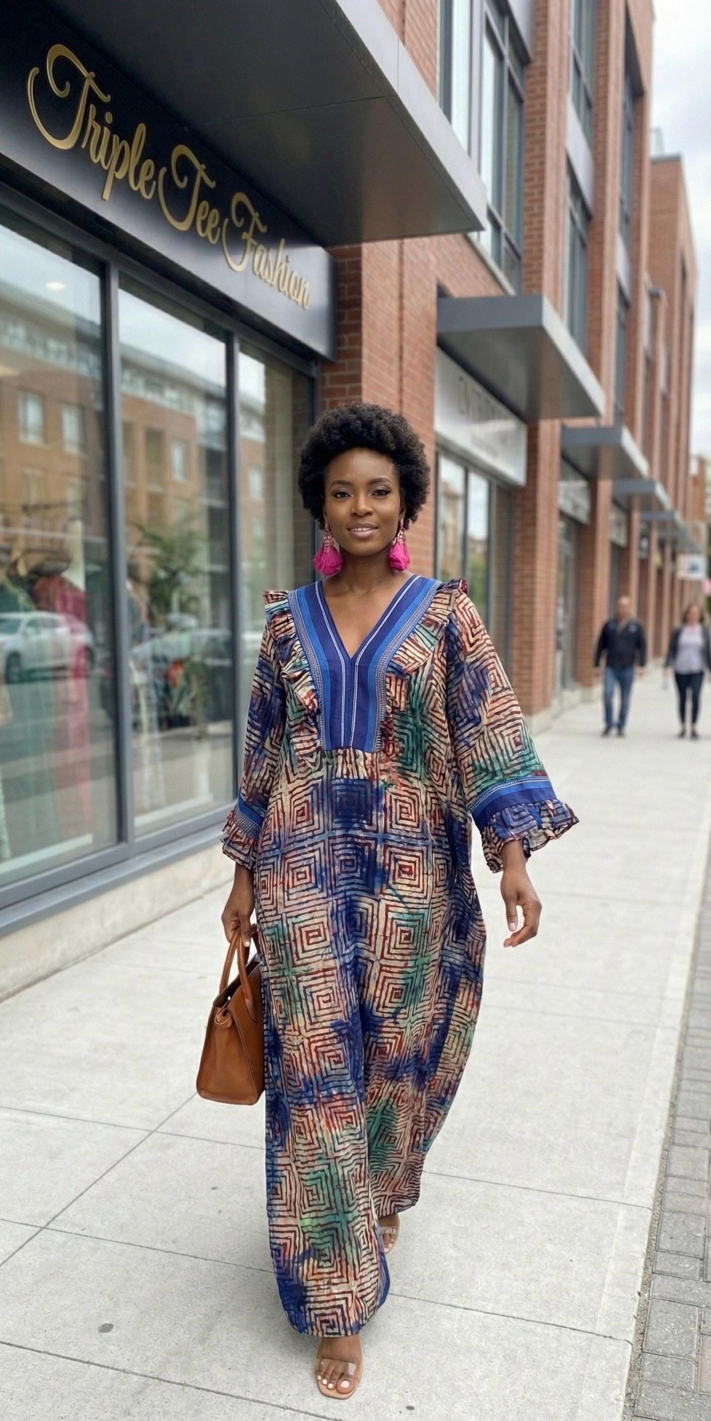 African Adire Batik Boubou dress |Inner belt bubu Kaftan| Handmade African print dress | Nigerian made | Tie and Dye | Rich aunty| Ankara