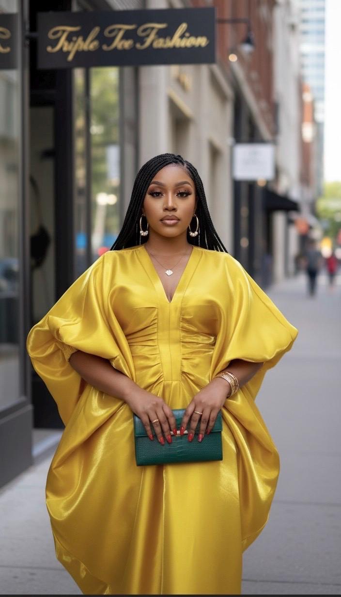 African Liquid Mikado Boubou | Nigerian Kaftan Party Dress