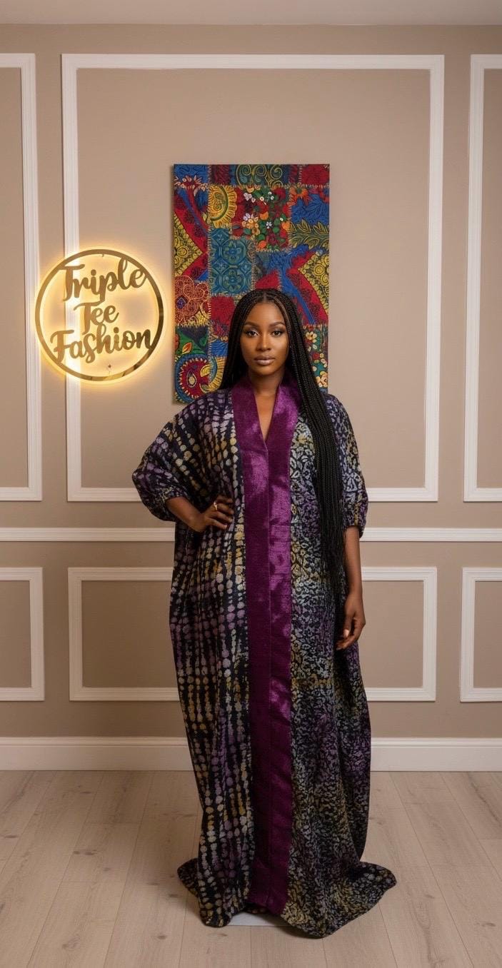 Handmade Adire Batik Kaftan Dress | Nigerian Cotton Boubou