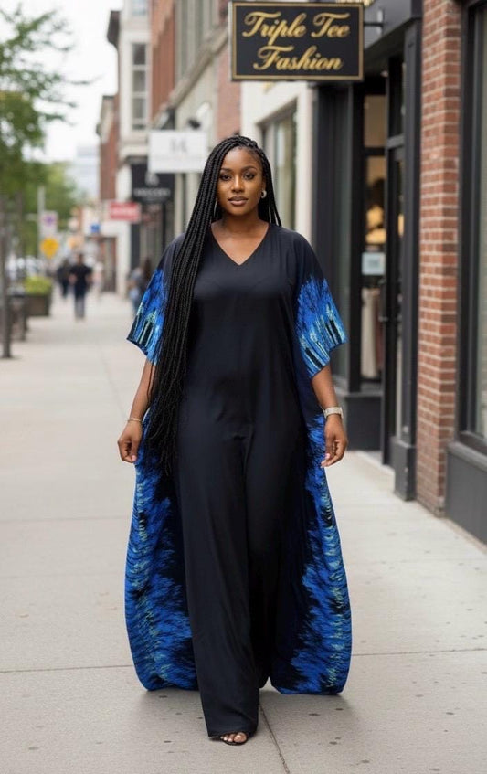 African Print Crepe Kaftan Dress | Summer Boubou, One Size