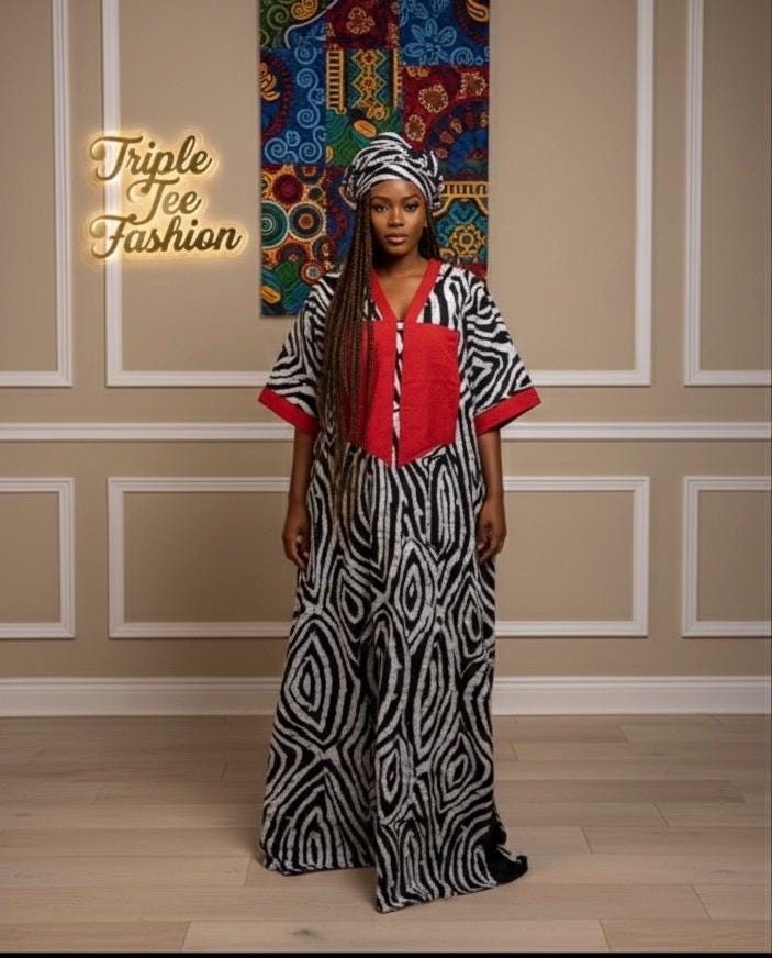 African Ankara Boubou Dress | Nigerian Adire Kaftan, Modest Style