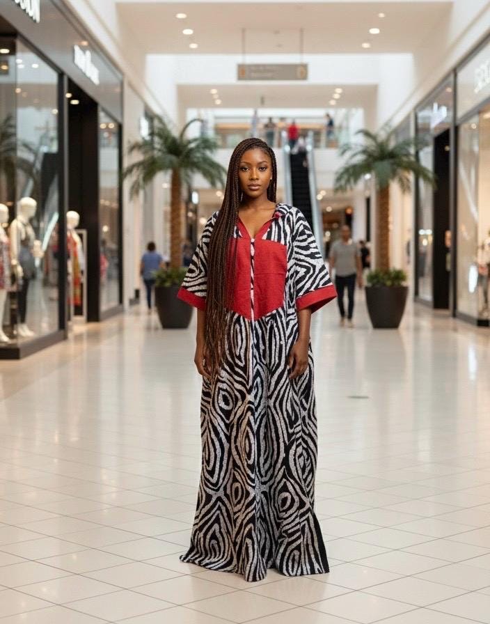 African Ankara Boubou Dress | Nigerian Adire Kaftan, Modest Style