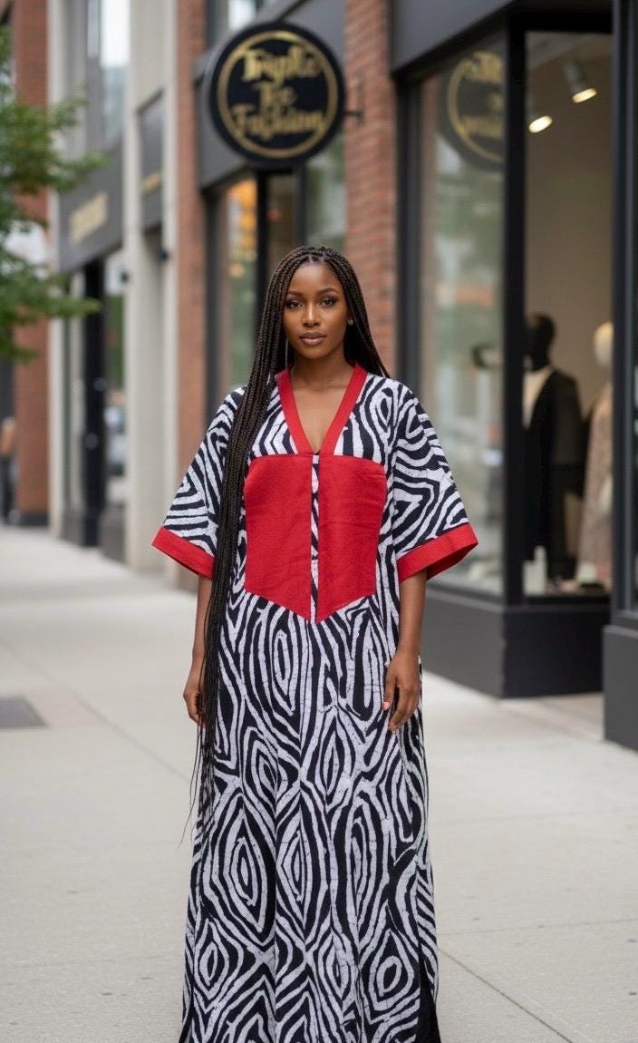 African Ankara Boubou Dress | Nigerian Adire Kaftan, Modest Style