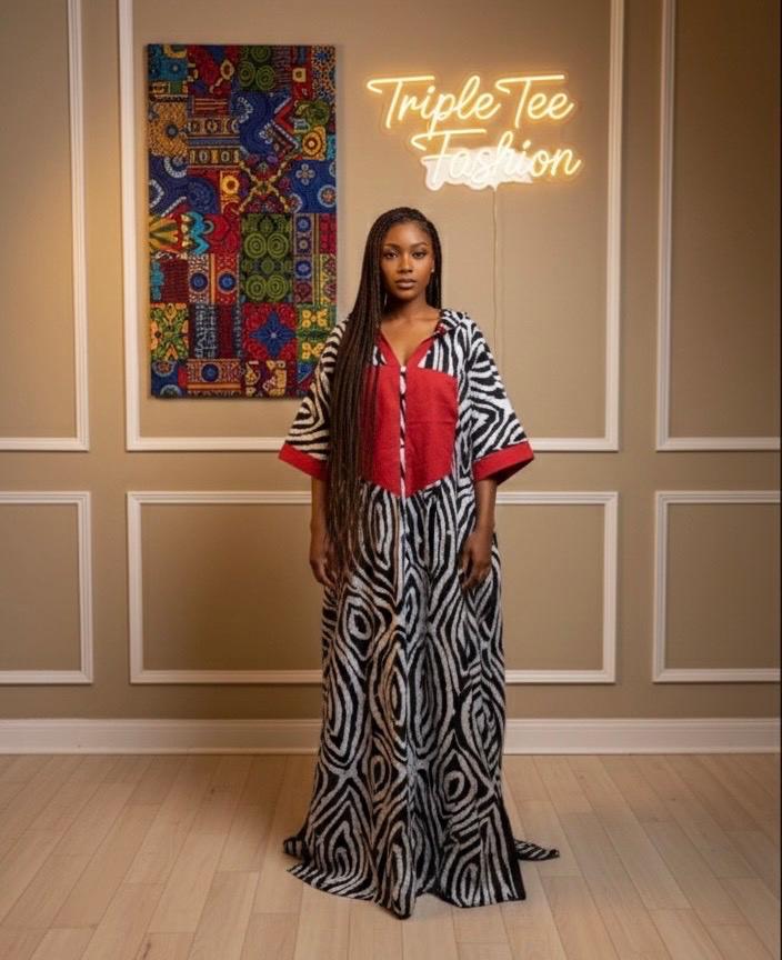 African Ankara Boubou Dress | Nigerian Adire Kaftan, Modest Style