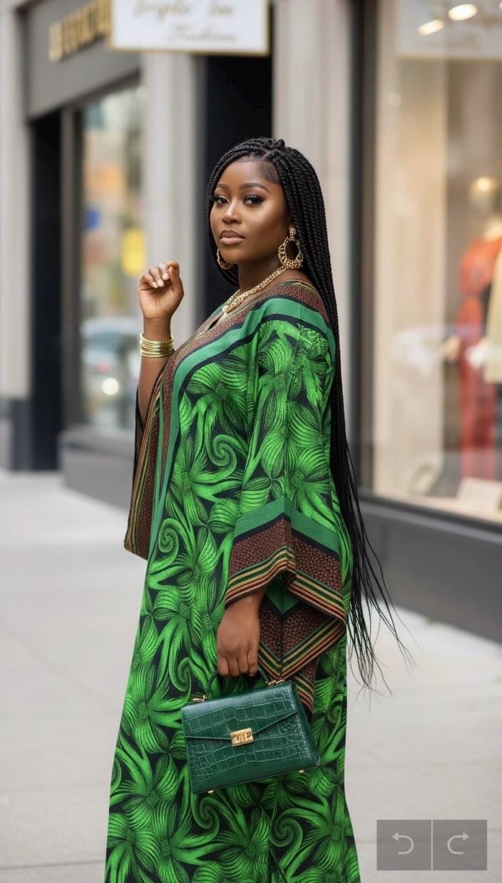 Handmade Ankara Brocade Kaftan Dress | African Print Boubou with Headtie