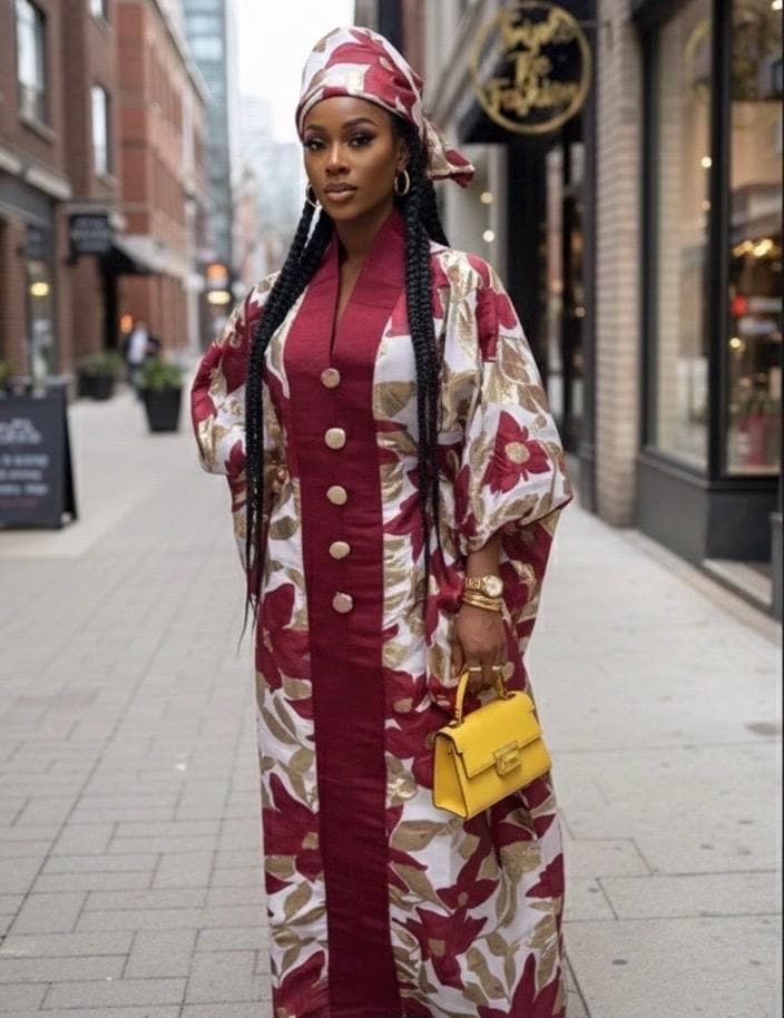 African Brocade Boubou Dress | 'Rich Aunty' Style Kaftan