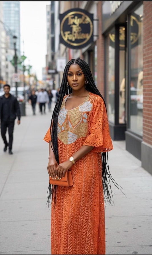 Stoned Senegalese Lace Dress | Modest African Outfit