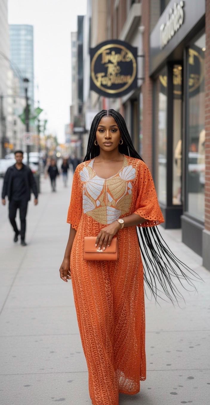 Stoned Senegalese Lace Dress | Modest African Outfit