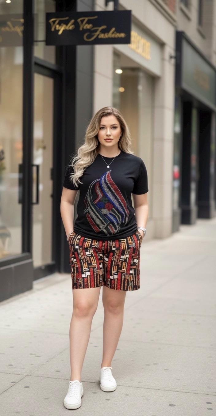 African Ankara Print Outfit | T-Shirt and Shorts Set