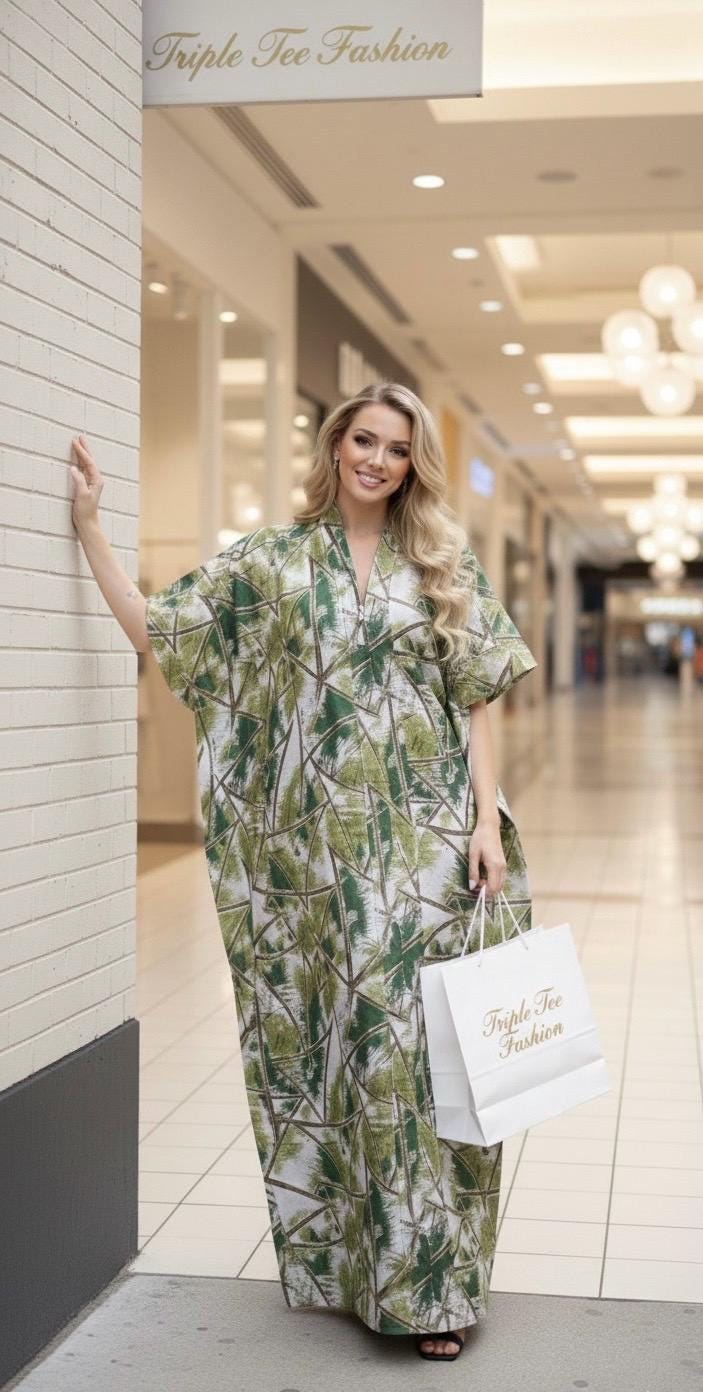 Brocade African Boubou Dress | Nigerian Kaftan with Matching Scarf