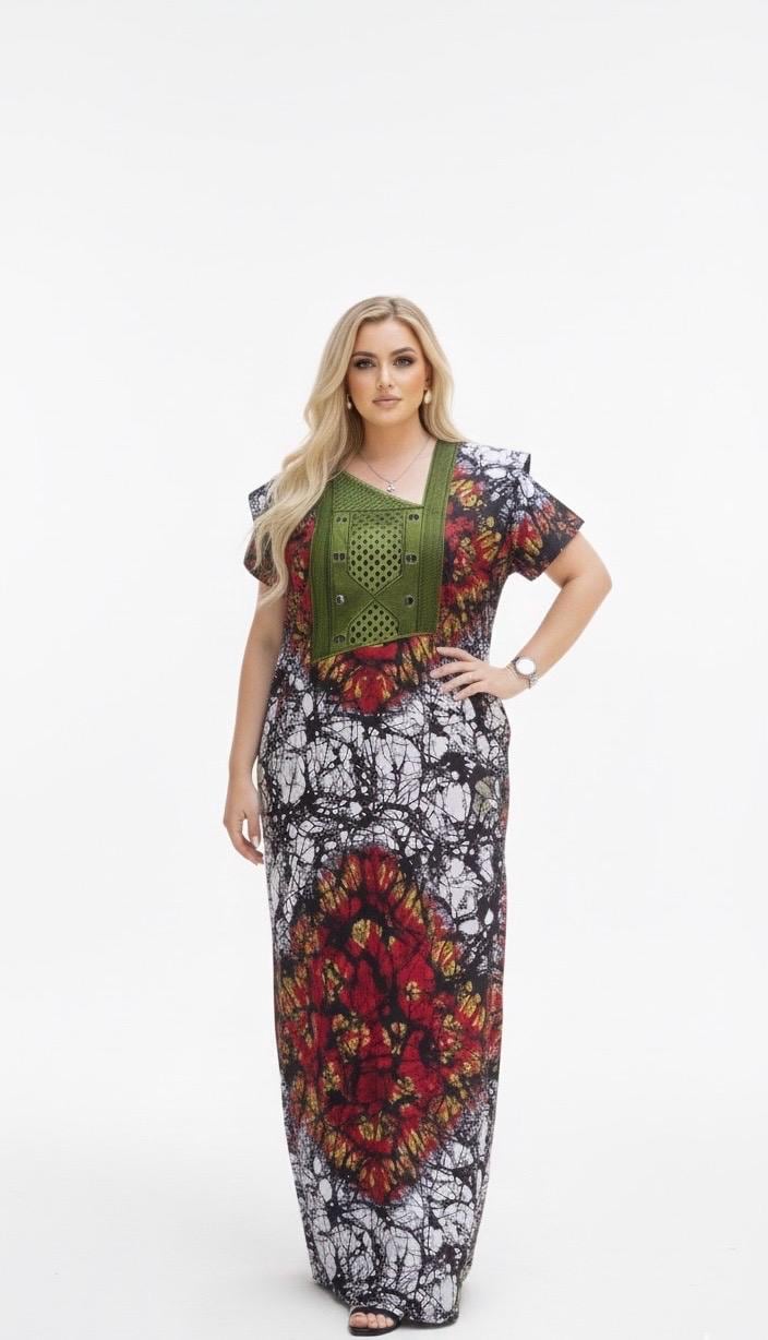 Embroidered Ankara Kaftan Dress | African Print, Nigerian Made