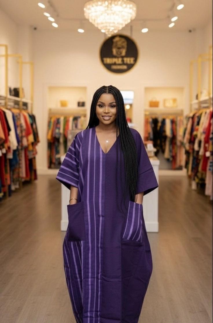 Handmade Aso Oke Boubou Kaftan | Nigerian Dress, Up to Size 24