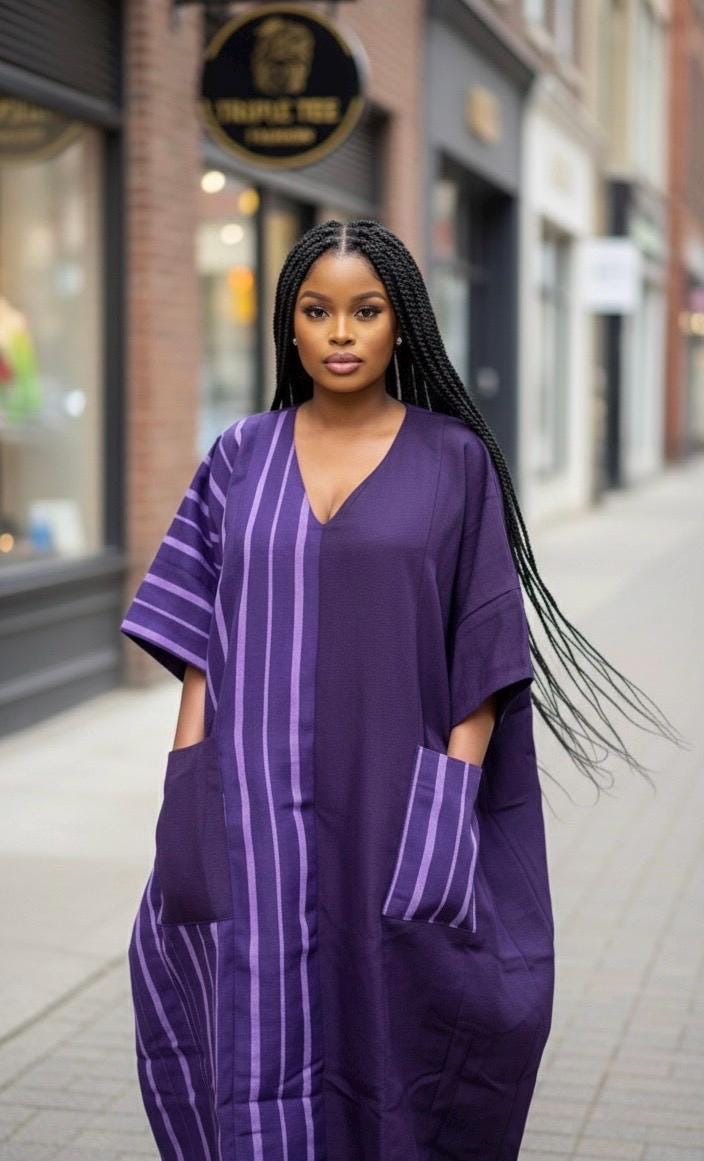 Handmade Aso Oke Boubou Kaftan | Nigerian Dress, Up to Size 24