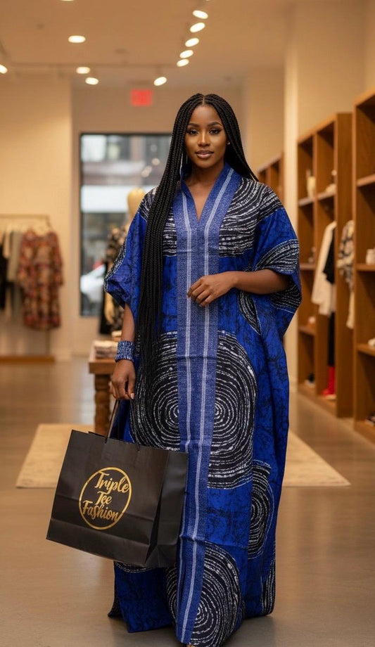 African Adire Batik Boubou dress |Inner belt bubu Kaftan| Handmade African print dress | Nigerian made | Tie and Dye | Rich aunty| Ankara