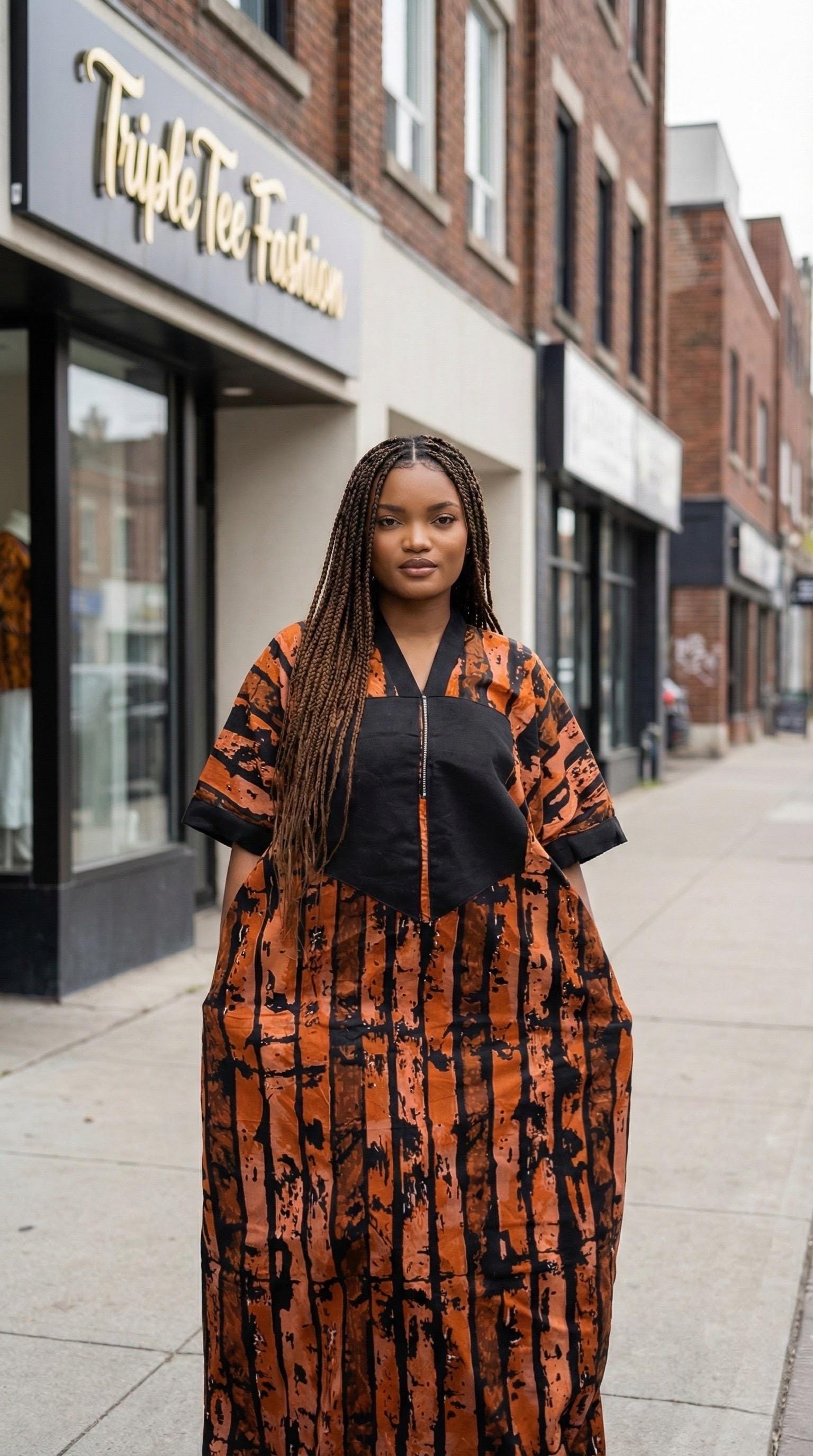 Ankara Kaftan Dress: Long African Bubu Gown, Plus Size