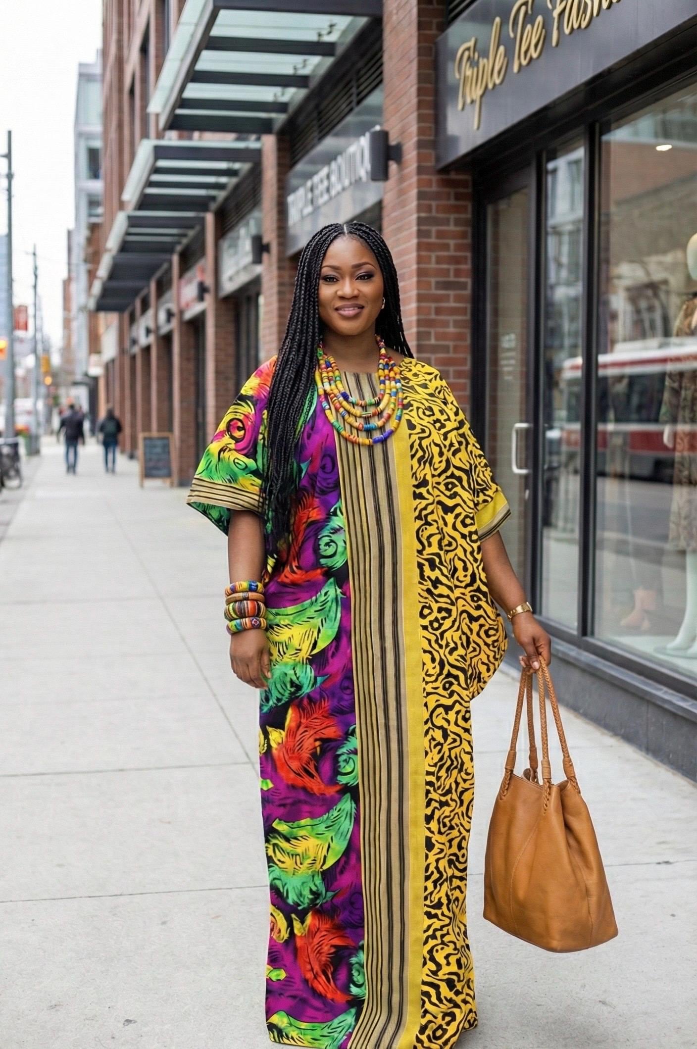 African Print Ankara Kaftan Dress | Adire Danshiki, One Size