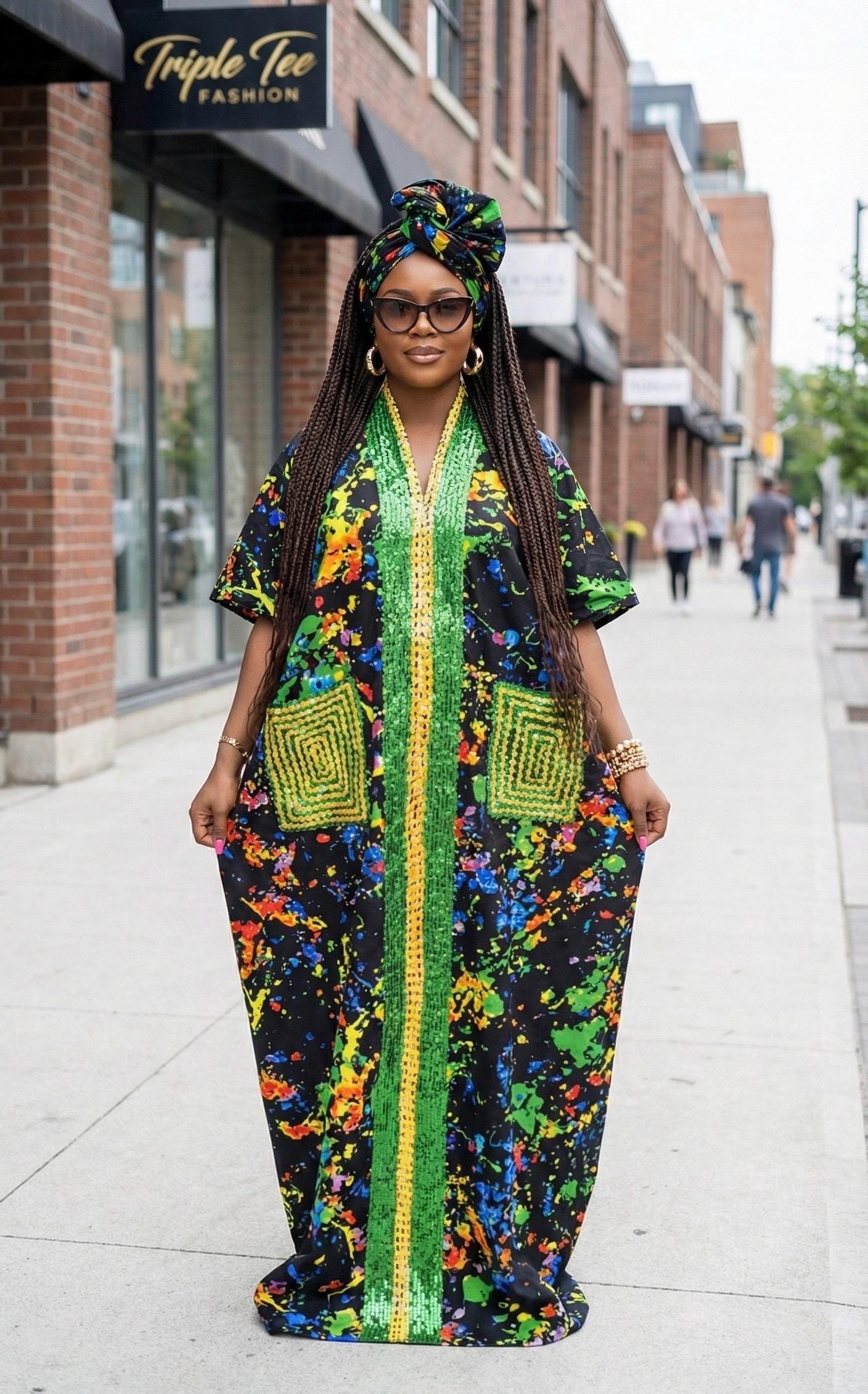 Handmade Ankara Boubou Dress | Beaded African Kaftan
