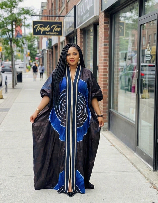 African Adire Batik Boubou dress |Inner belt bubu Kaftan| Handmade African print dress | Nigerian made | Tie and Dye | Rich aunty| Ankara