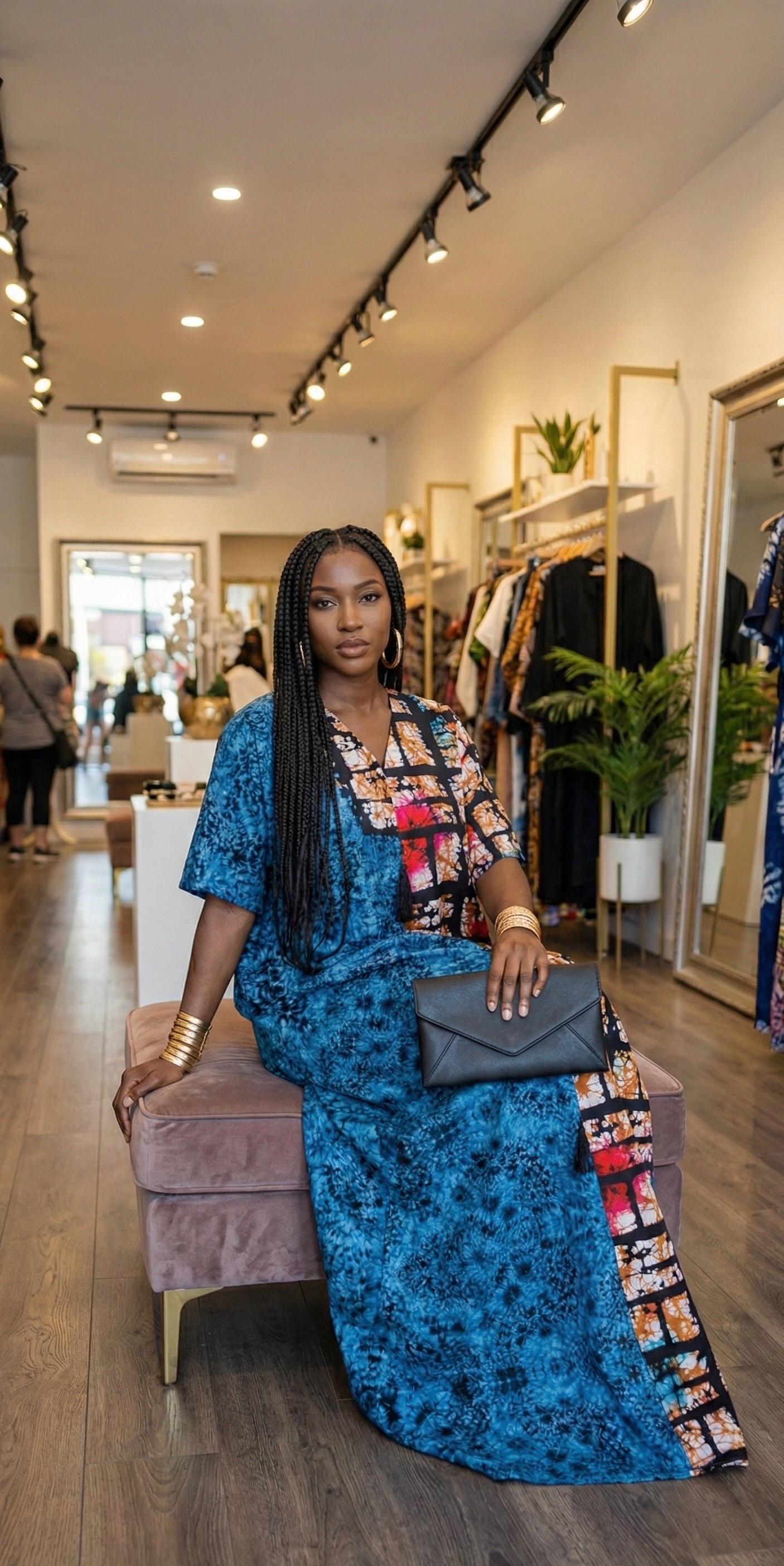 Handmade African Ankara Boubou Dress | Cotton Kaftan