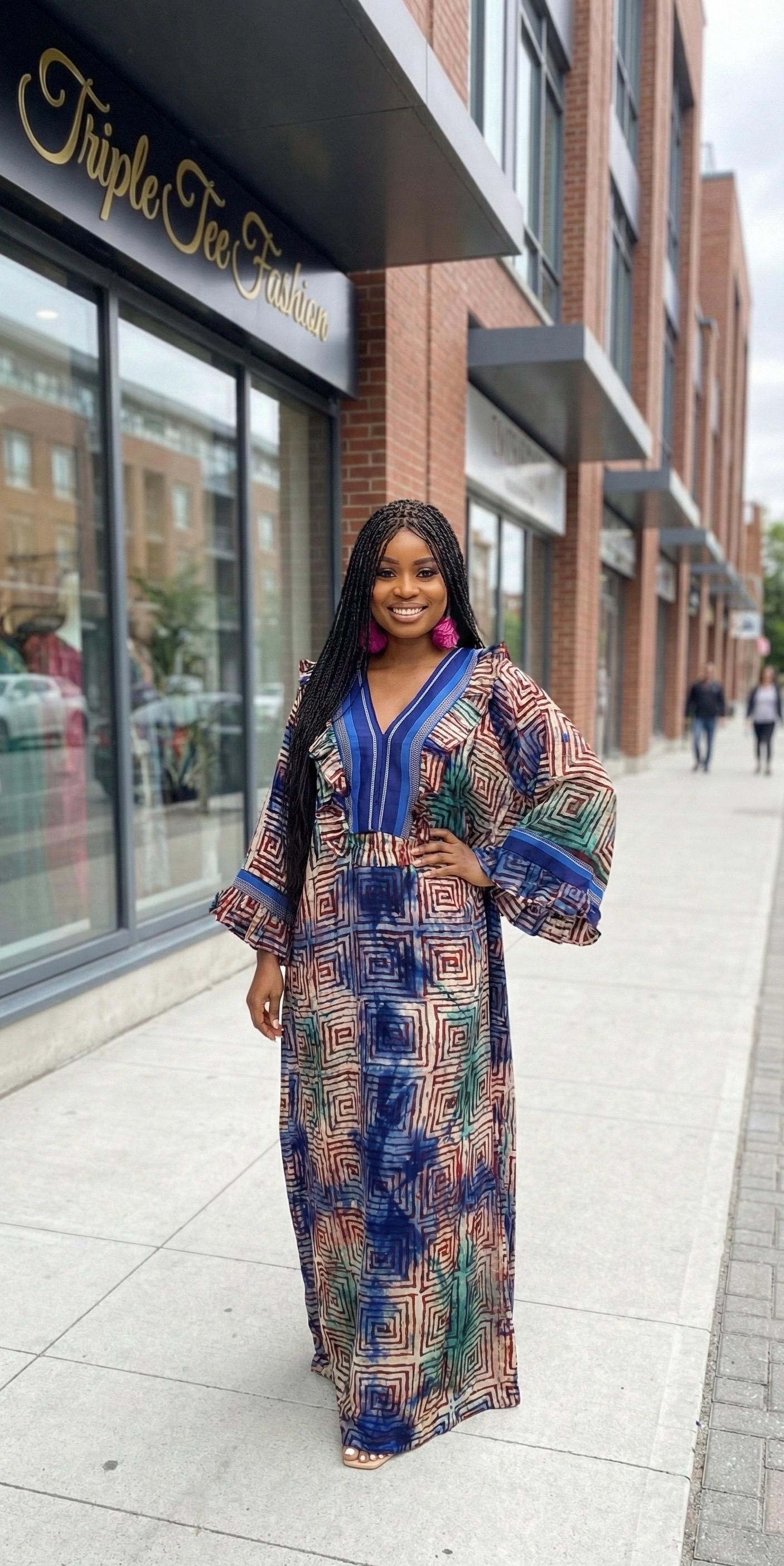 African Adire Batik Boubou dress |Inner belt bubu Kaftan| Handmade African print dress | Nigerian made | Tie and Dye | Rich aunty| Ankara