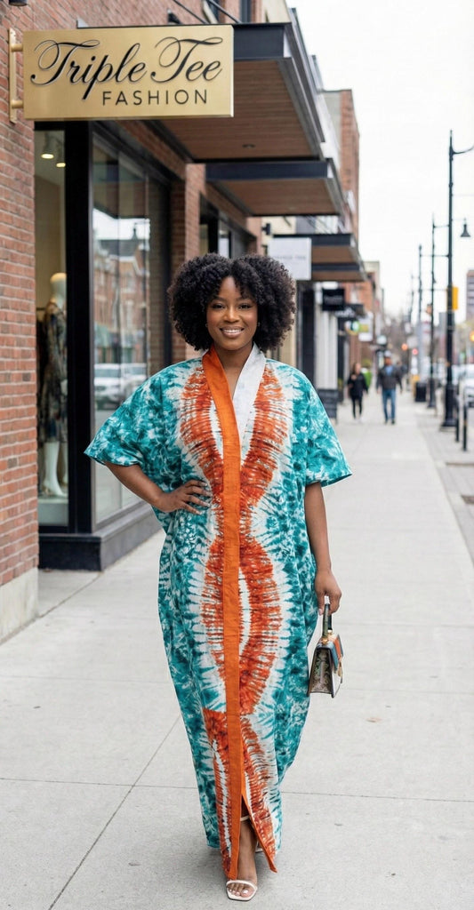 African Ankara Kaftan Dress | Adire Print, Nigerian Boubou