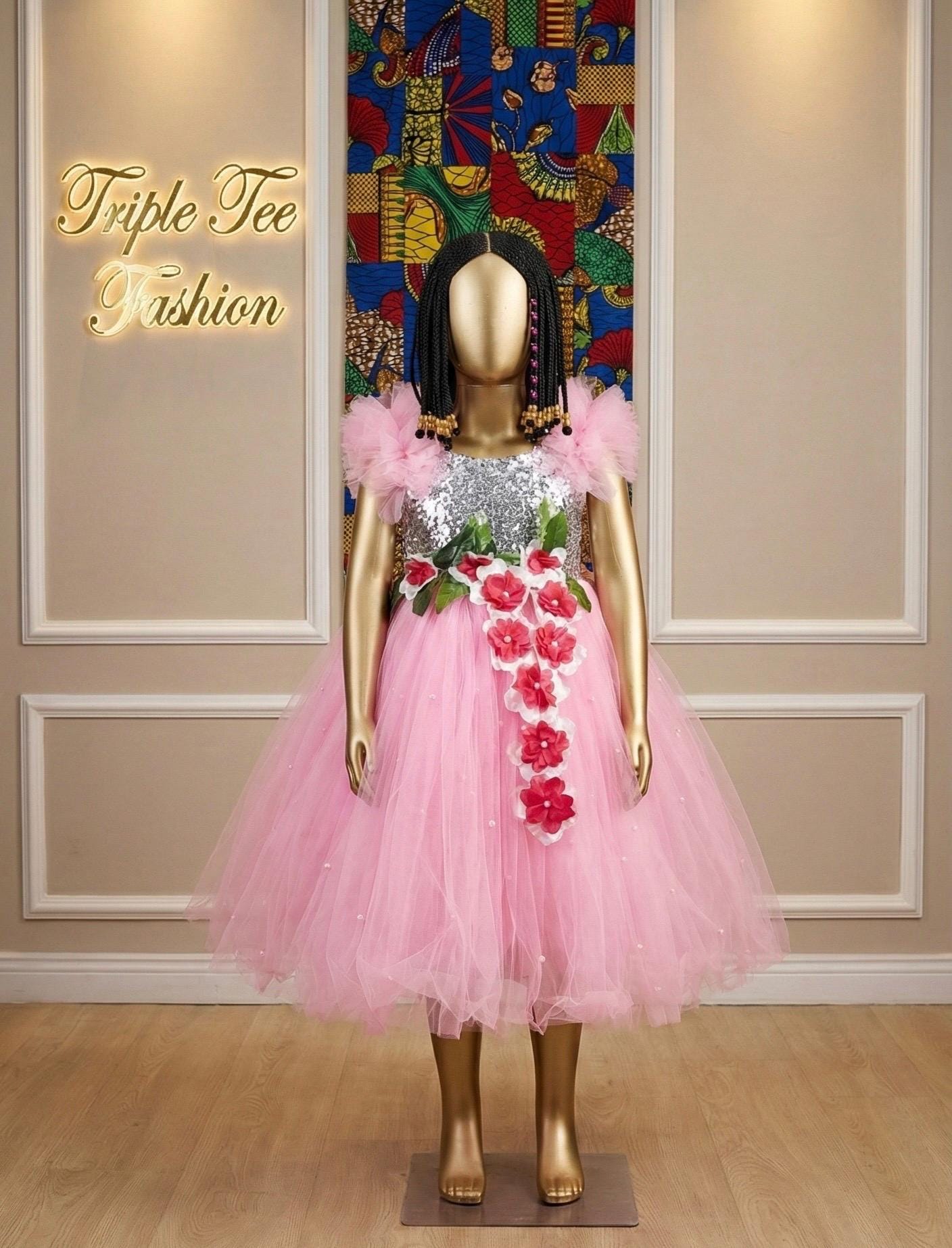Pink Tulle Flower Girl Dress | Baby Birthday Ballgown (1T, 2T)